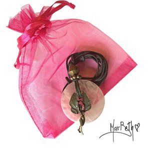 Fantasy Faerie and Rose Quartz Necklace - Adjustable Length Cord - NWOT